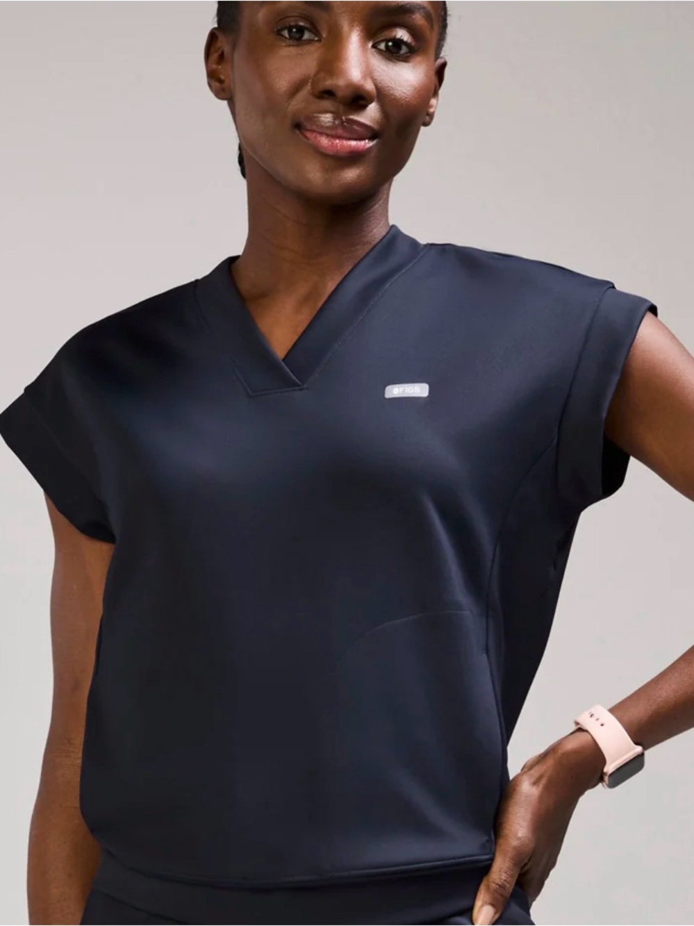Figs Women's Mira Banded Scrub Top Navy V neck Pullover XL FORMx